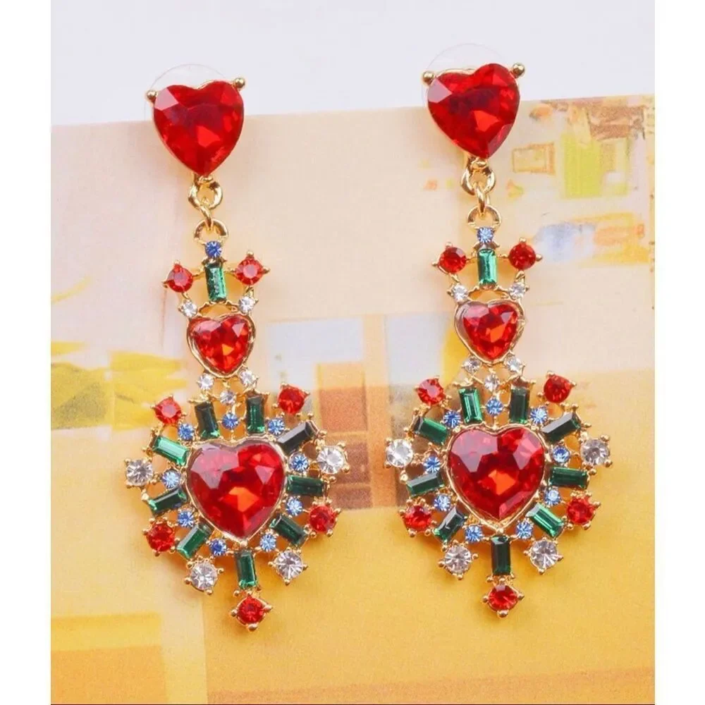 Rhinestone Heart Earrings